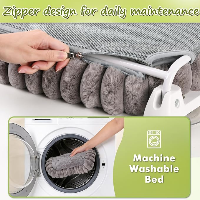 Zoratoo 2PC Cloud-Cuddle Cat Window Perch, Foldable Cat Hammock, M Grey | 2-in-1 Reversible Cover, Removable for Machine Wash, Stable Window Resting Seat with Large Suction Cups for Indoor Cats - Image 4