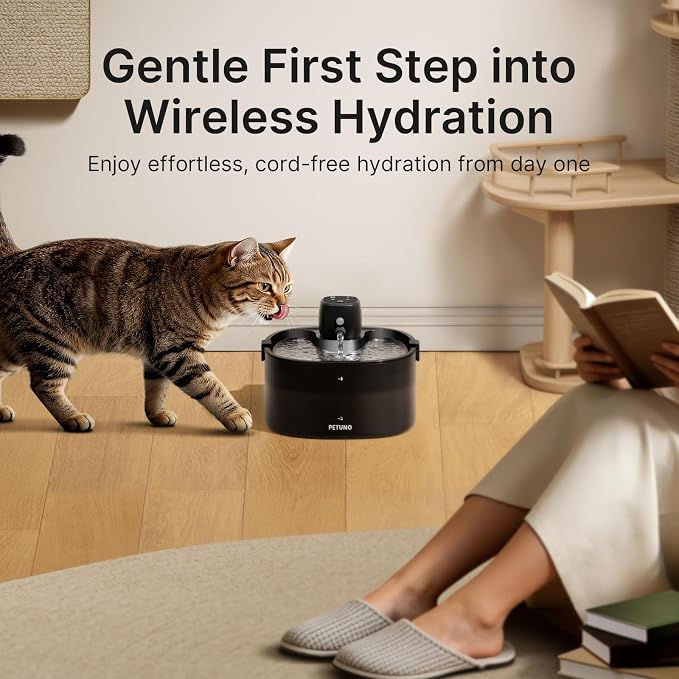 Cordless Cat Water Fountain, Battery Operated, Black 6 Filters, 78oz | Wireless Cat Fountain Rechargeable 4000mAh, Motion Sensor, Ultra-Quiet Pump, Locking Lid, Automatic Pet Fountain - Image 10