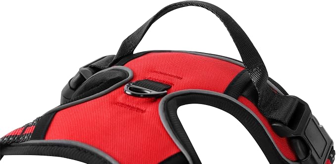 Red No-Pull Dog Harness with 2 Leash Clips，Soft Padded Vest for Large Dog, Adjustable Reflective Dog Vest Easy to Put on and Take Off,Neck: 18"~26", Chest: 25"~34",Red XL - Image 3