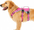Escape Proof Dog Harness, Dachshund Harness, Reflective Dog Harness with Handle, Durable,Adjustable Vest for Small Medium Large Dogs Walking, Training, and Running Gear (Rose red,L) by Huntboo
