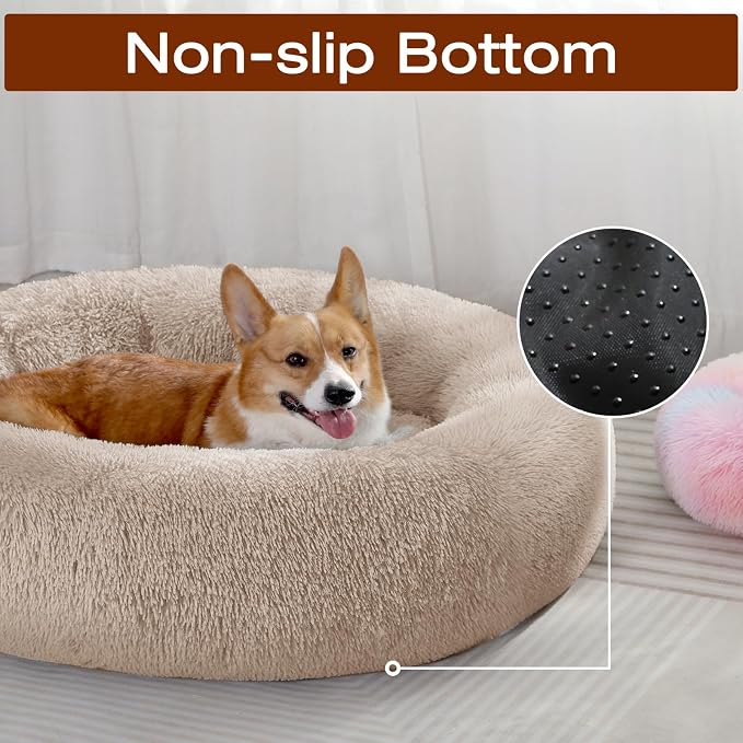JOLLYVOGUE Dog Bed, Calming Anti-Anxiety Large Dog Bed, Fluffy Donut Cushion for Medium and Large Pets (27"/30"/36") - Image 4
