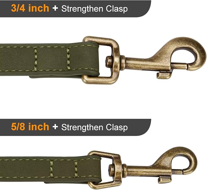 Didog PU Leather Dog Leash for Small Dogs, 5/8in x 5ft, Dark Green | Soft Grip Full Control, Easy Clean, Metal D-ring for Poop Bag Holder, Tangle-Free 360° Swivel Clasp, for Walking & Training - Image 5