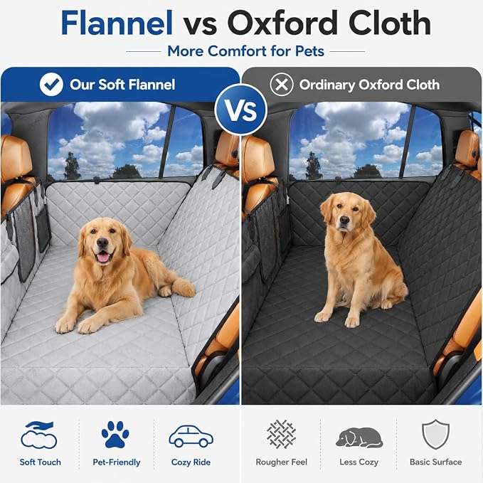IJVAE Truck Dog Seat Cover for Back Seat, Gray Flannel Hard Bottom Back Seat Extender Holds Up to 500 lbs, Waterproof Backing, Nonslip Dog Hammock for Full-Size Pickup Trucks - Image 7