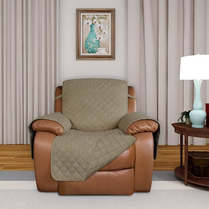 PureFit Reversible Recliner Chair Covers Couch Covers for Dogs, 28 in | Beige/Beige, Water Resistant Couch Protector, Washable Pet Couch Cover with Non Slip and Elastic Straps For Kids - Image 2