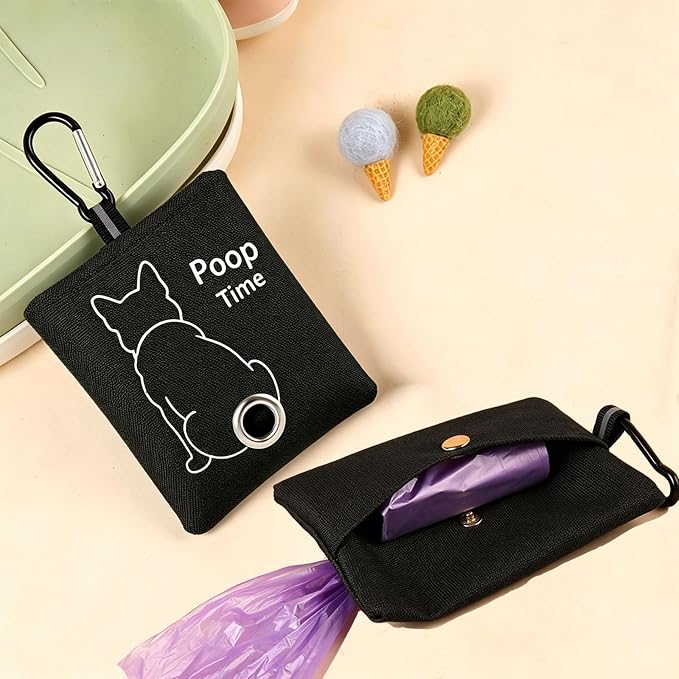 Black Leash Bag Holder Dog Poop Bag Holder with Clip (Black) | With Carabiner Clip, Easy Bag Dispensing, Leash Attachable, Funny Design - Image 5