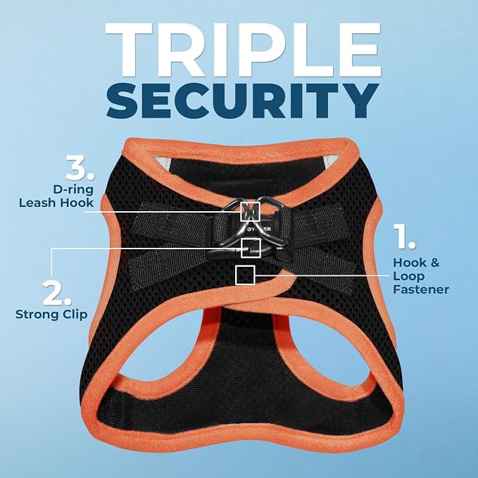 Voyager Step-in Air Dog Vest Harness - Black/Orange Trim, Medium | 16 - 18" in Chest, Reflective Bands, All Weather Breathable Air Mesh, Cats Compatible, Lightweight, Fast Drying - Image 2