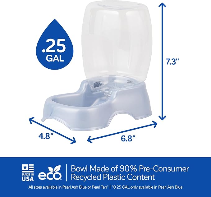 Petmate Pet Cafe Water Dispenser, XS, 0.25 GAL, Pearl Ash Blue, 7.3in | USA Made Gravity Waterer with Easy Grab Base for Cats and Dogs - Image 3