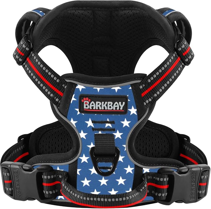 BARKBAY Dog Harness for Small Sized Dog No Pull 2 Leash Clips Dog Vest | Control Handle,Comfort,Heavy Duty,Adjustable Reflective,Perfect for Outdoor Training, Walking,Hiking(XS,Star) by BARKBAY
