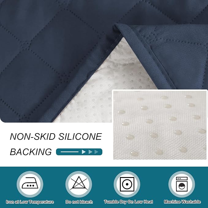 Turquoize 100% Waterproof Sofa Covers Chaise Lounge L Shape Sofa Protector Slip Cover Triple Non-Slip Sofa Slipcover for Chaise Sectional Couch Cover for Pets, Kids (Chaise, Navy) - Image 7