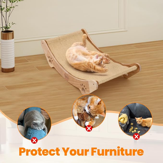 KEDAO Sisal Cat Scratcher Bed Scratching Posts for Indoor Cats Hammock Adults Kitty Curls Cat Scratcher Wooden Cats Furniture Scratching Pad - Image 6