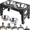 Jovrun Elevated Dog Bowls for Medium Large Size Dogs, Non-Slip Dog Feeder with 2 Stainless Steel Dishes, 5 Heights Adjustable Raised Bowls to 3.15″-8.66″-9.84″-11.02″-12.2″ by Jovrun