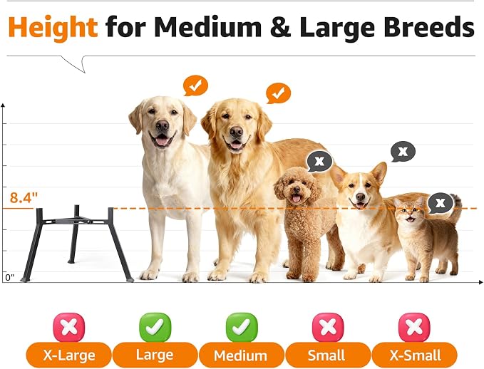 LOOBANI Elevated Dog Bowl Stand Adjustable 8.2"-11" Width for Large Seniors | for Senior & Arthritic Dogs, Reduces Neck Strain, Non-Slip Rubber Feet, Rust-Proof Stand, Easy Clean - Image 7