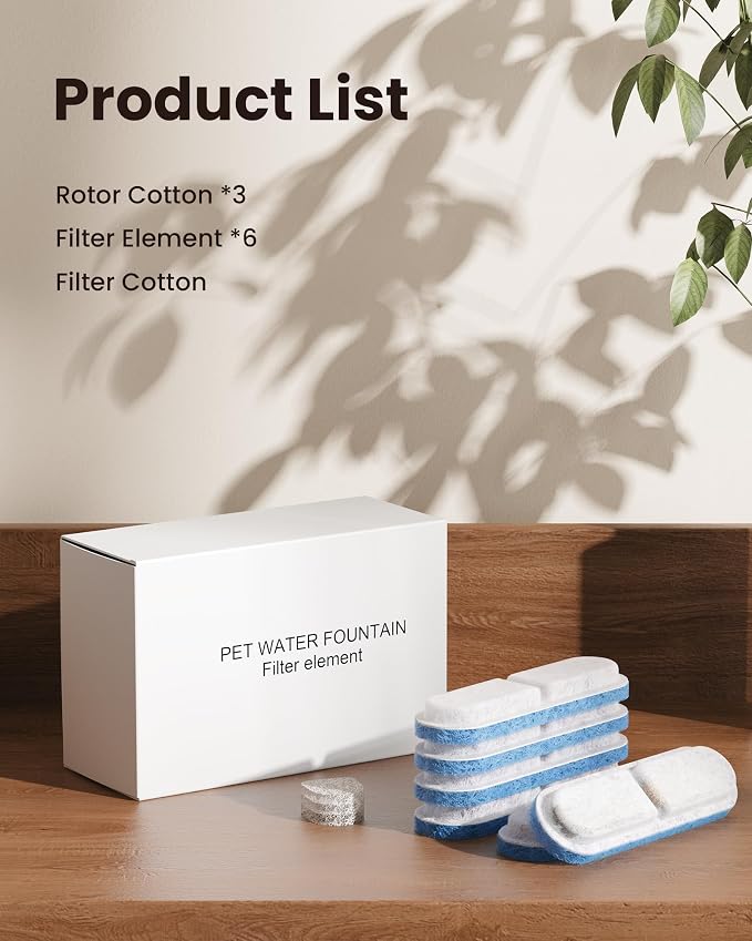 Cat Water Fountain Filter Replacement - 9 Filter(6 Carbon Filters & 3 Foam Filters) - Set of Replacement Filter Cartridges (3 Months) for ZELLAR Stainless Steel Cat Water Fountain (WF540) - Image 7