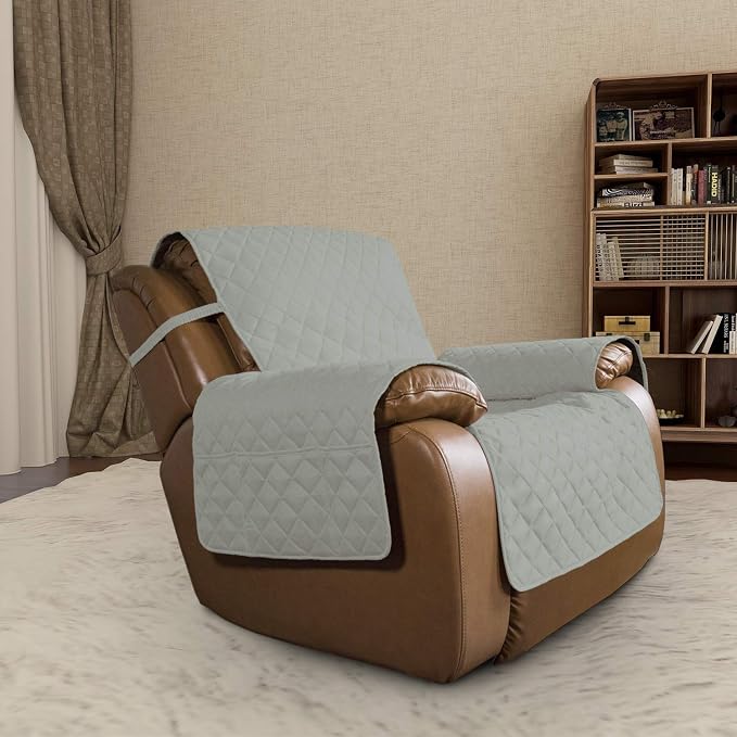 Easy-Going Oversized Recliner Chair Slipcover Reversible Sofa Cover Water Resistant Couch Cover Furniture Protector with Elastic Straps for Pets Dog (Oversized Recliner, Beige/Beige) | Machine Washable Slipcover For Dogs, Water Resistant Furniture Mat ... - Image 2