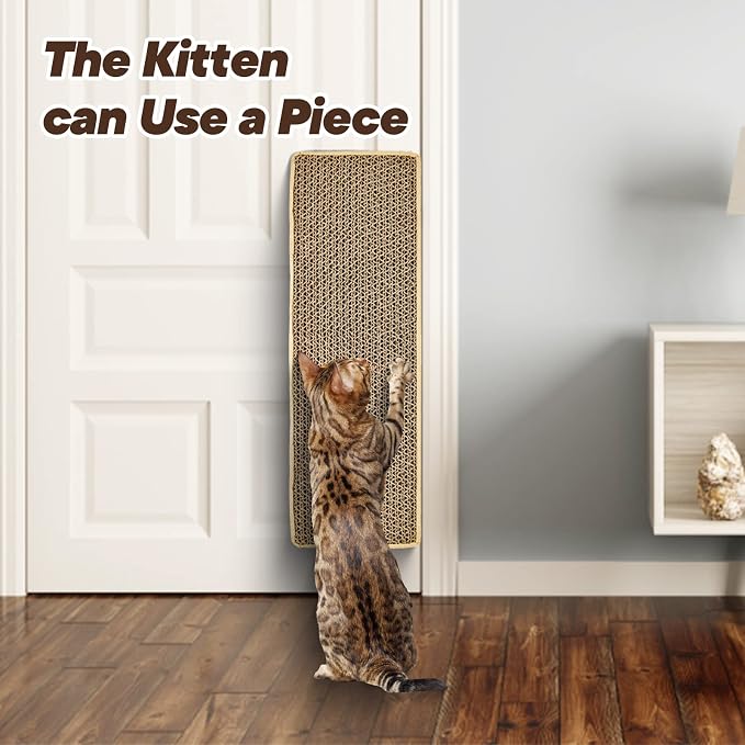HappyFreeSX Splicing Cat Scratch Pad: Cat Scratchers for Indoor Cats and Kitten, 2 Pack Cat Scratching Pad, Cat Scratcher Cardboard, Cat Scratching Pad, Premium Scratch from Cats, Double-Sided Design | Cat Scratchers for Indoor Cats and Kitten - Image 5