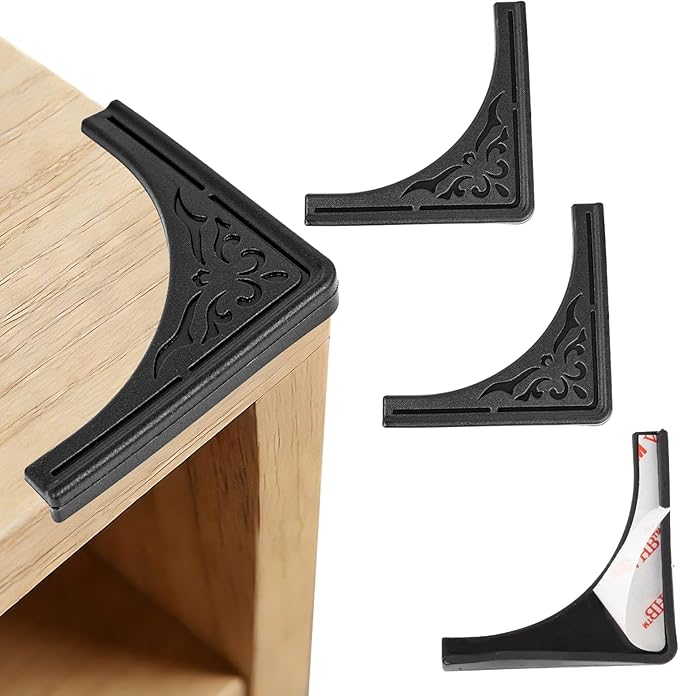 4 Pcs Safety Soft Corner Protectors Guards,Table Corner Protectors Proof Corners and Edge Protectors for Furniture Bookcases Drawers (Soft Black) by RFORPLY