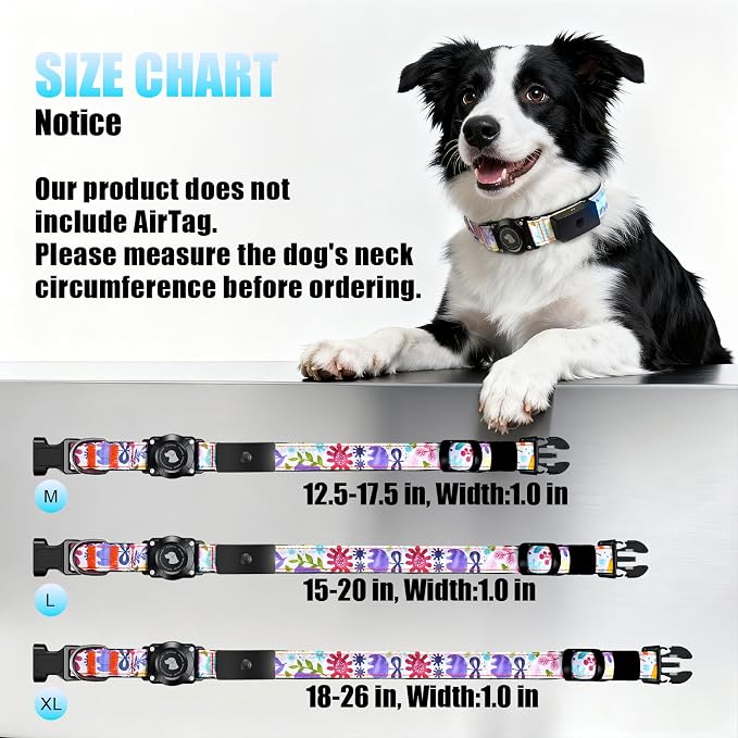 LED AirTag Dog Collar - Brightest Light Up Dog Collars, Flower XL | IP68 Waterproof Air Tag Dog Collar Holder, 1,600 Feet of High Visibility, Magnetic Charging, Dog Lights for Night Walking - Image 7