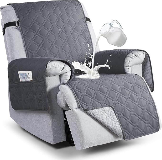VANSOFY 100% Waterproof Recliner Chair Covers, Recliner Cover Non-Slip Dog Chair Cover Furniture Protector Washable Slipcover with Pocket, Elastic Straps for Pets, Dogs(Dark Gray, 28") by VANSOFYFURNITURECOVERS