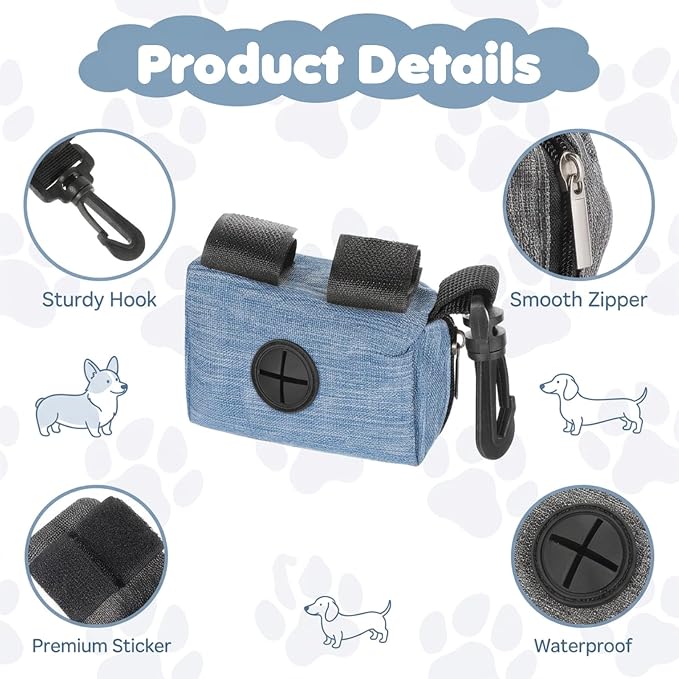 Amaxiu 3-Pack Dog Poop Bag Holder, Dog Waste Bag Dispenser, Leash Attachment Puppy Poop Bags Dispensers Portable for Outdoor Use Oxford Fabric Zipper Pouch for Cats Dogs Pets - Image 6