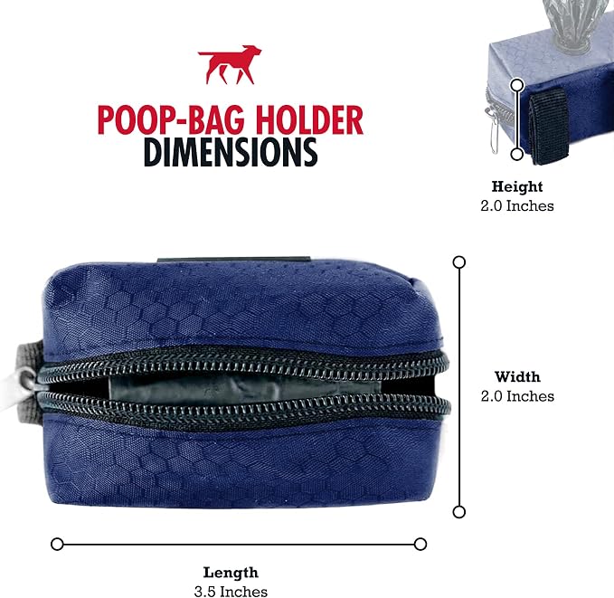 Tuff Pupper Dog Poop Bag Holder | Works with Any Dog Leash | Zippered Waste Bag Dispenser | Waterproof with Rust-Proof Clip | Convenient Lightweight Design | Includes 2 Rolls of Leak-Proof Bags - Image 2