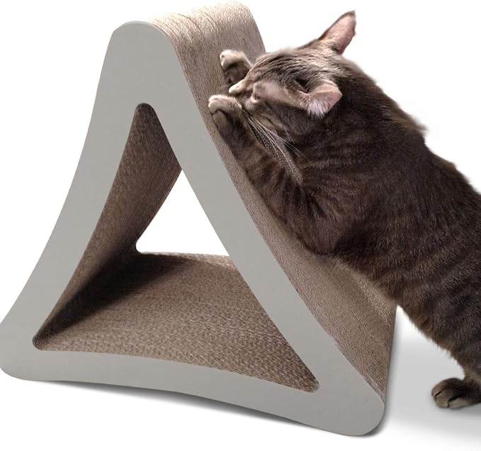 PetFusion 3-Sided Vertical Cat Scratching Post, 18in x 10.5in x 15.9in | Multiple Angle Scratching Pad with 6 Usable Sides, 100% Recyclable Cardboard Lounge for Play and Perch by PetFusion
