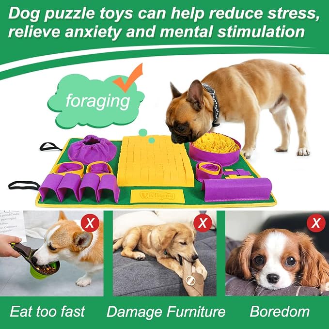 Vivifying Snuffle Mat for Dogs, Interactive Dog Puzzle Toys for Boredom and Mental Stimulation, Sniff Mat Helps Puppy and Cats Slow Eating and Keep Busy - Image 3