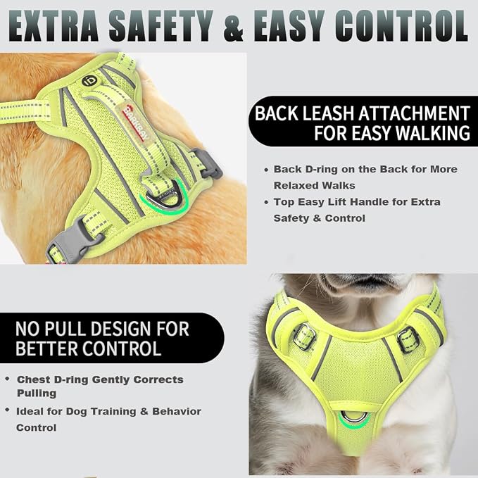BARKBAY No Pull Dog Harness Large Reflective Dog Harness with Front Clip and Easy Control Handle for Walking Training Running with ID tag Pocket(Sunlight,S) - Image 3