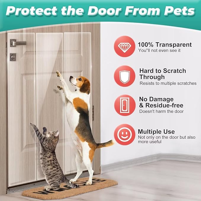 FTSTC Door Protector from Dog Scratching, [Thicken] 6 Pack Clear Training Self Adhesive Tape for Dogs,Cat Scratch Door Frame Protector,Anti Dog Scratch Door Guard (6Roll Total 240'') - Image 7