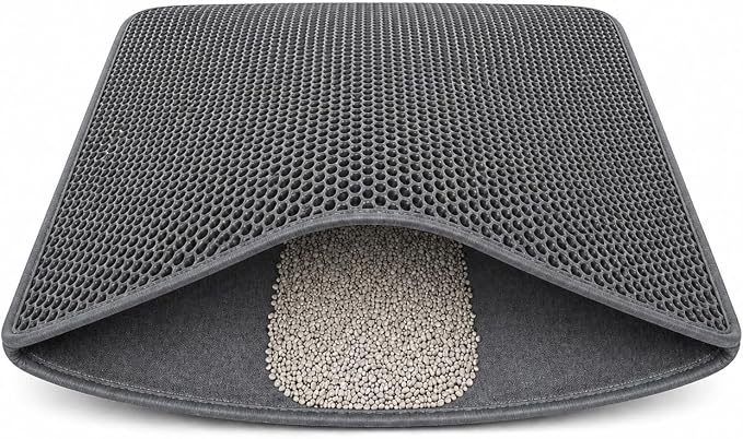 Cat Litter Mat – Large 24x36 Double Layer Honeycomb Litter Trap, Waterproof Non-Slip EVA, Easy Clean Kitty Litter Catcher Litter Box Mat by Unknown