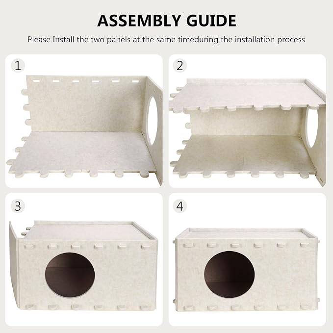 Cat House for Indoor Cats, Scratch Resistance Cat Cave Bed, Felt Peekaboo Cat Hideaway for Large & Multiple Cats Up to 22Lbs, Cream - Image 8