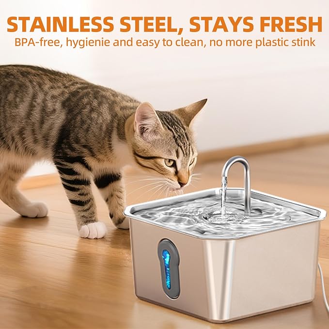 4L Large Cat Water Fountain for Multiple Cats with 8 Filters Pet Water Fountain for Cats Quiet Indoor Pets Dog Small Animal Automatic Dog Water Dispenser for Drinking Watering Supplies - Image 2