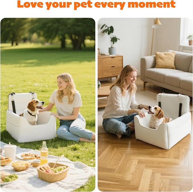 ALL GOOD PET SUPPLIES Dog Car Seat for Small/Medium Dogs Under 35lbs | Soft Memory Foam Booster Car Seat with Detachable Washable Cover and Elevated Cushion, Puppy Dog Car Bed - Image 6