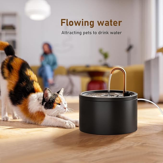 DOOOB Ceramic Cat Water Fountain 2.1L/71oz Ceramic Cat Fountain | Automatic Ceramic Water Fountain for Cats Pet Water Fountain with Ultra-Quiet Pump and 3 Filters & 3 Sponges (Black) - Image 6