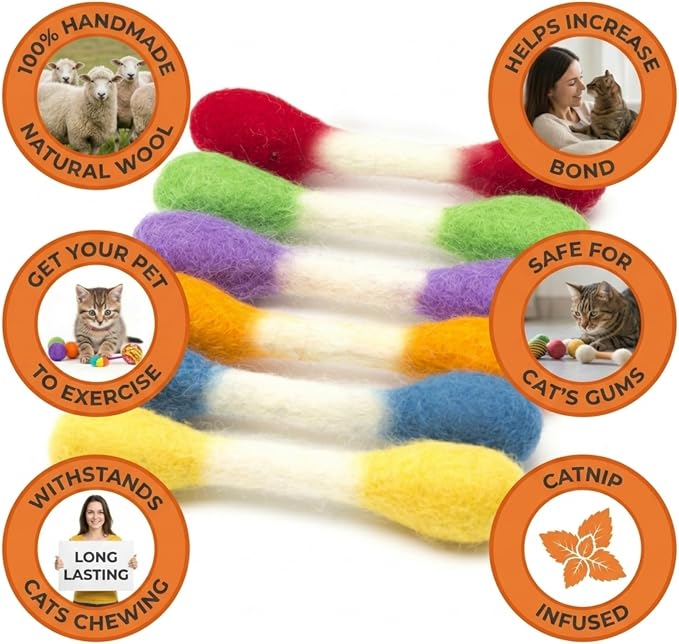 Glaciart One MINI Swabs Cat Toys with Catnip - 6 Pk | Durable for Chew, Cute Cat Toys Interactive Kitty for Boredom, Exercise, & Play | Filled w/Organic Catnip for Anxiety & as Digestive Aid - Image 2