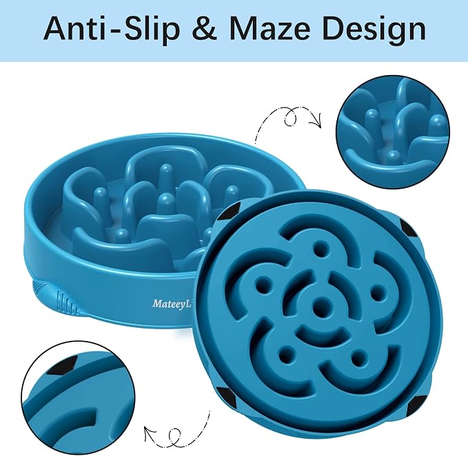 MateeyLife 1-Pack Slow Feeder Dog Bowls, 4 Cups, Dog Puzzle Feeder Bowl | Food-contact safe, dishwasher safe, non-slip base, maze design, for fast eaters, for dogs and cats, daily mealtimes - Image 4
