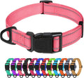 TagME Large Dog Collar, Reflective Nylon Collar, Baby Pink, 1.0" Width | Soft Nylon Dog Collar With Reflective Stitching for Night Walks, Adjustable Fit, Quick-Release Buckle for Easy On & Off by TagME