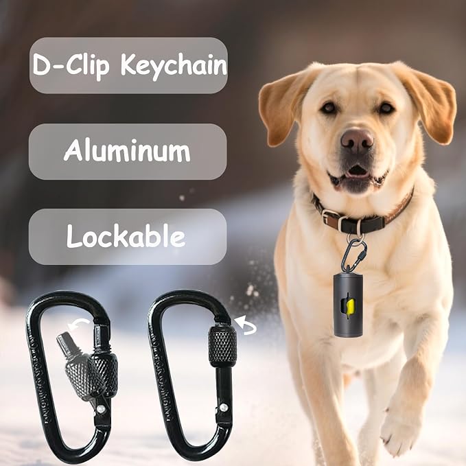 Metal Dog Poop Bag Holder 2-Pack w/Leash Clip|Durable Scratch-Resistant Aluminum|30 Bags+6 Accessories（Black） - Image 3