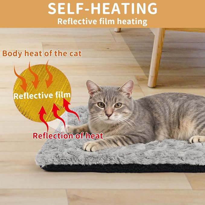NAMOTEK Self-Warming Cat Bed Indoor/Outdoor Super Soft Self Heating Pet Mat Washable Thermal Pad for Cat & Dog 29x19.6 inch - Image 5