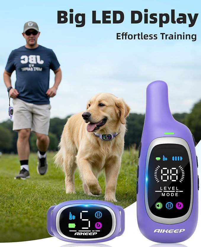 2-in-1 Dog Shock Collar and Bark Collar for Dogs – 3300FT Dog Training Collar with Remote, IP67 Waterproof e Collar with Anti-Bark/Beep/Vibration/Shock Modes for Small Medium Large Dog(8-120Lbs) - Image 8