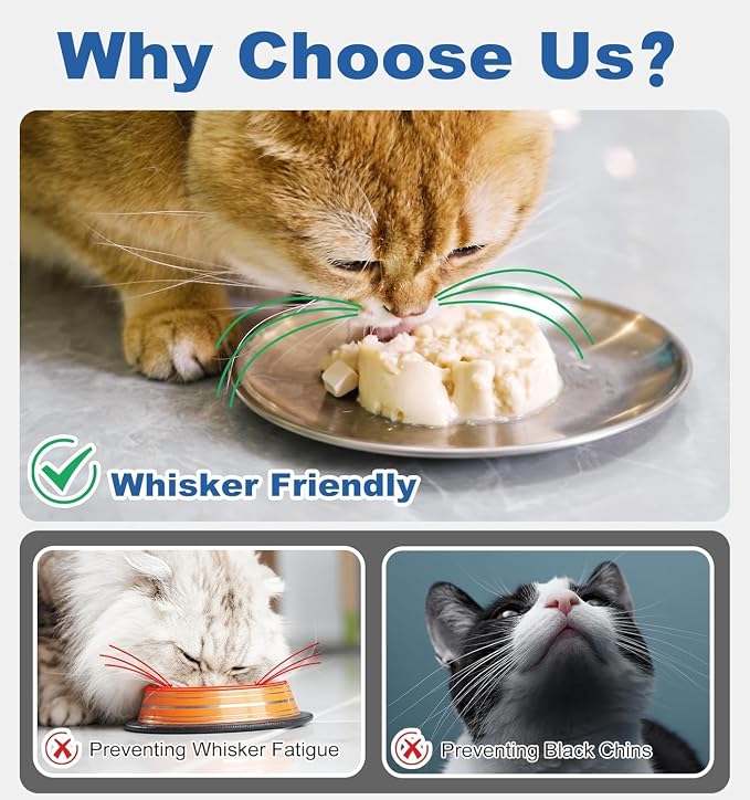 Supet Cat Plates for Wet Food, Non Slip Whisker Friendly Food Bowls, Stainless Steel Shallow Wide Dishes for Indoor Cats (13Oz, 10Pcs) - Image 2