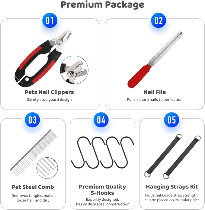 Guzekier Dog Grooming Hammock for Trim Nail, Dog Sling for Grooming, Dog Hammock Restraint Bag with Nail Clippers/Trimmer, Nail File, Pet Comb,Ear/Eye Care (Weight: 20-45 LBS) - Image 4