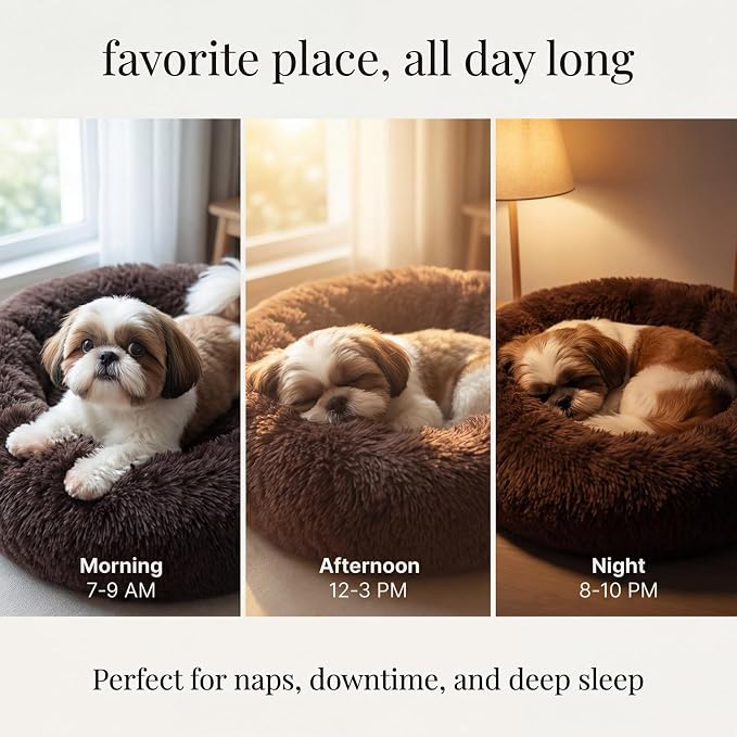 nononfish Small Dog Bed,Soft Calming Donut Sleeping Pet Bed | Soft calming donut bed designed for small dogs and puppies. - Image 6
