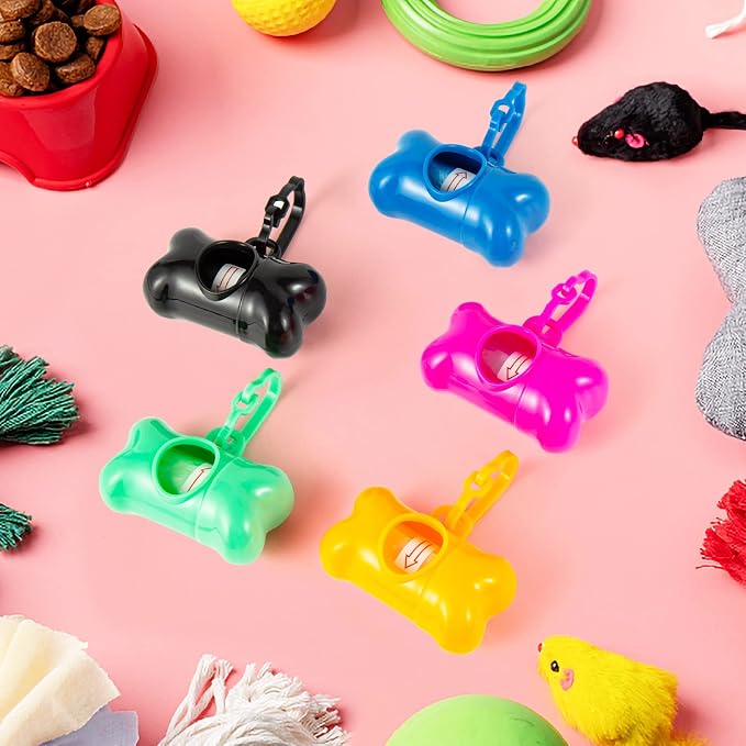 Arroyner 80 Pack Bone Shaped Poop Bag Dispenser Pet Waste Disposal Bag Dispenser (Random Color) - Image 7