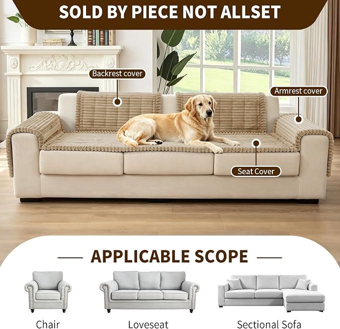Leakproof Couch Cover for Dogs, Non Slip Washable Sofa Protector | Stain-Resistant Window Seat Cushions Chair Mat Car Seat Cover for Kids Pets (Camel 27.6" x 82.7") - Image 4