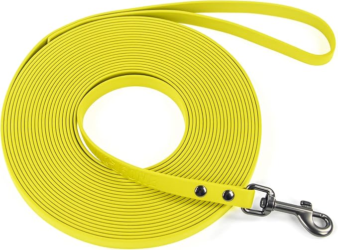 Wolfone Waterproof Dog Leash 50FT Long Line Recall Training Lead | 50FT Dog Leash Durable PVC coated long line with easy clean surface strong nylon core for recall training and outdoor use by Wolfonepetsupplies