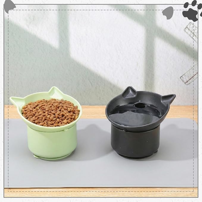 2 Pack Slow Feeder Cat Bowls Silicone Tilted Raised Pet Bowl | Non Slip Base for Digestion Anti Vomit - Image 8