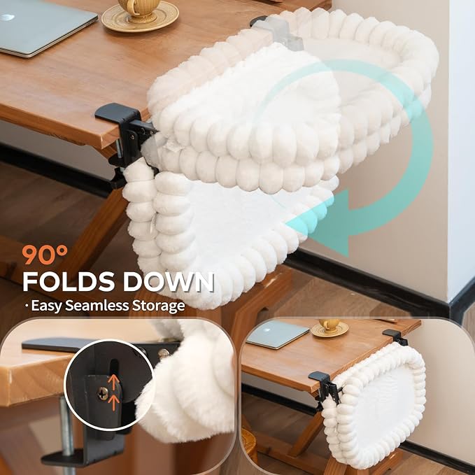 CHEERPALS Cloud Cat Bed Desk Mounted Hammock for Indoor Cats Perch Foldable | Reversible Mesh Warm Plush Mat, 90° Space Saving, Machine Washable Support Pet Bed for Kitty and Puppy(White, Medium) - Image 5