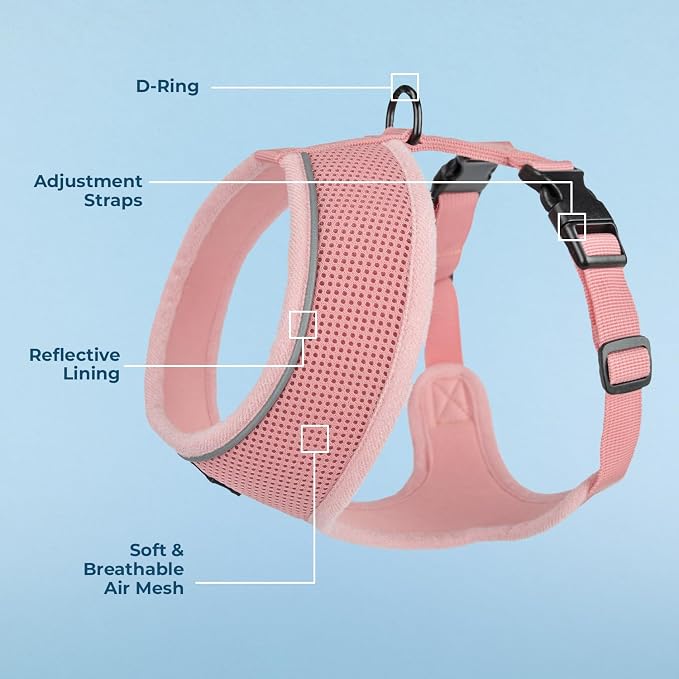 Best Pet Supplies Voyager Aerolite Over the Head Dog Harness, No Pull Breathable Air Mesh Vest, Quick Dry with Reflective Stitching, Adjustable Escape Resistant Harness - Pink, X-Small - Image 3