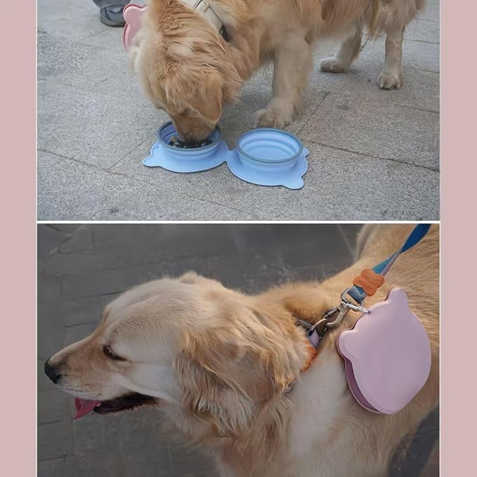 Collapsible Dog Bowls for Travel, Portable Dog Food & Water Bowls Set, Foldable Silicone Puppy Bowls, Cute Lightweight Compact Pet Travel Accessories Essentials Grey - Image 3