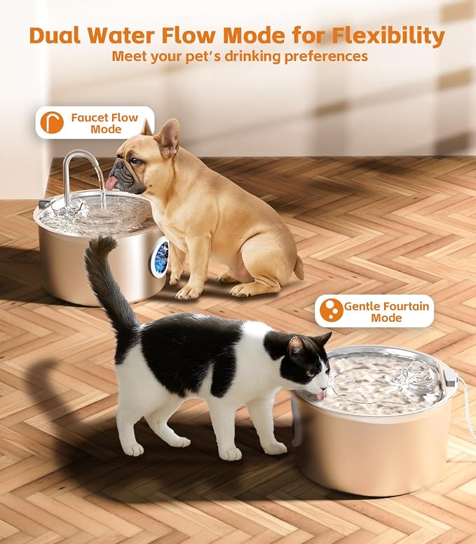 3.2L Cat Water Fountain Stainless Steel with 20 Filters Automatic Pet Water Fountain for Cats/Dogs Indoor Ultra Quiet Metal Cat Fountains for Drinking Kitty Watering Supplies for Animals - Image 5